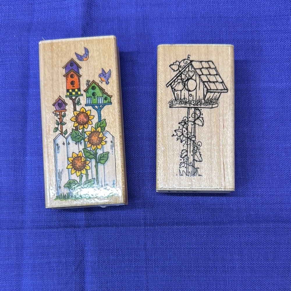 Colorful Birdhouse Rubber Stamps